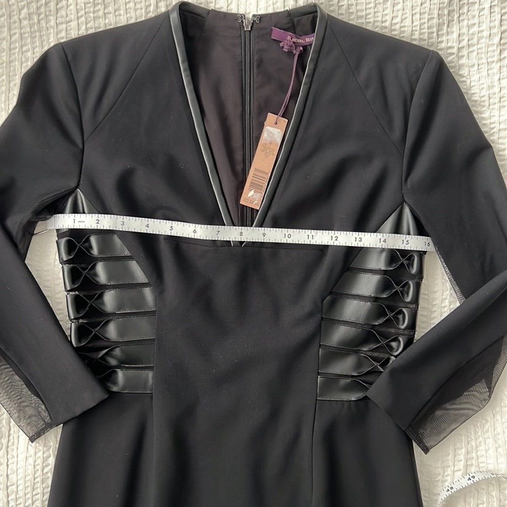 NEW VTG Rachel Roy Wool Leather Sexy Stretch Black Mini Sheath Zoe Dress 4 S 6 M - Picture 16 of 17